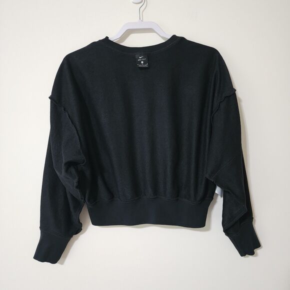 Nike Womens Cropped Oversized Crew-Neck Sweatshirt Black Laced DA0447-010 Size M - Picture 5 of 8